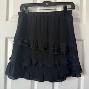 Elegant Black Ruffled Skirt